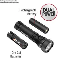 Husky 750 Lumens Dual Power LED Swivel-Head Rechargeable Flashlight With Pocket Clip And Rechargeable Battery -Husky Shop husky handheld flashlights hsky750dpswf 31 1000