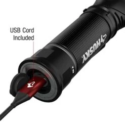 Husky 750 Lumens Dual Power LED Swivel-Head Rechargeable Flashlight With Pocket Clip And Rechargeable Battery -Husky Shop husky handheld flashlights hsky750dpswf 77 1000