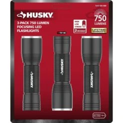 Husky 750 Lumens Focusing Aluminum LED Flashlights 3 Modes Impact And Water Resistant With Batteries (3-Pack) -Husky Shop husky handheld flashlights hsky750fa3pk c3 1000