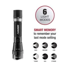 Husky 3000-Lumens Dual Power LED Rechargeable Tactical Focusing Handheld Flashlight -Husky Shop husky handheld flashlights pvl flt 0023 4f 1000