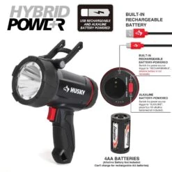 Husky 2500 Lumens Dual Power Floating Rechargeable Spotlight -Husky Shop husky handheld spotlights 90711 66 1000