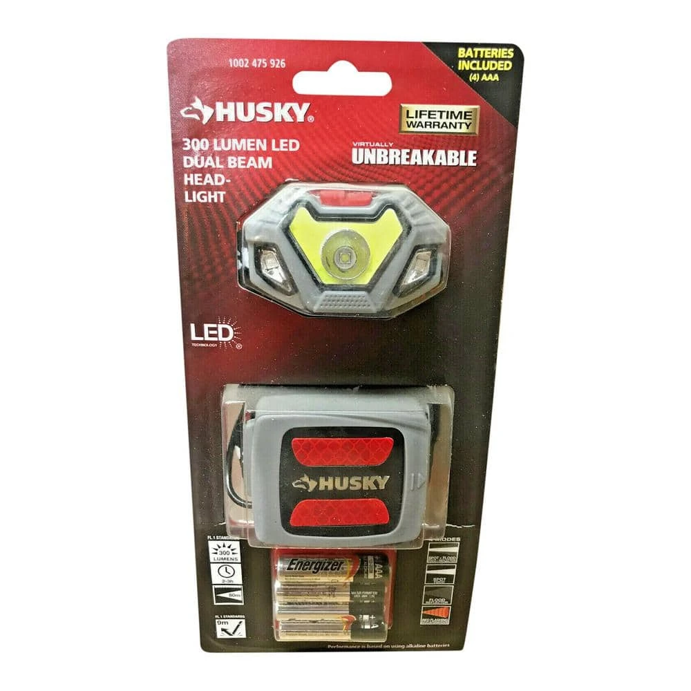 Husky 4AAA 300-Lumen LED Dual Beam Unbreakable Headlight 4 Husky 4AAA 300-Lumen LED Dual Beam Unbreakable Headlight - Image 4