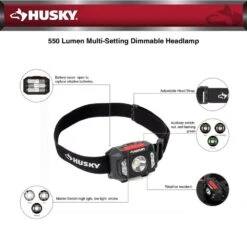 Husky 550 Lumens Compact Multi-Setting Dimmable Headlight -Husky Shop husky headlamps 91398 1f 1000