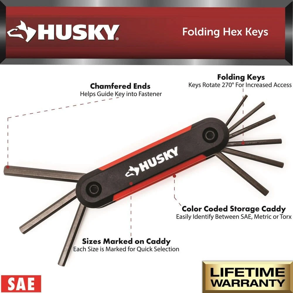 Husky Folding Hex Key Set (9-Piece SAE, 8-Piece MM, 8-Piece Torx) 3 Husky Folding Hex Key Set (9-Piece SAE, 8-Piece MM, 8-Piece Torx) - Image 3