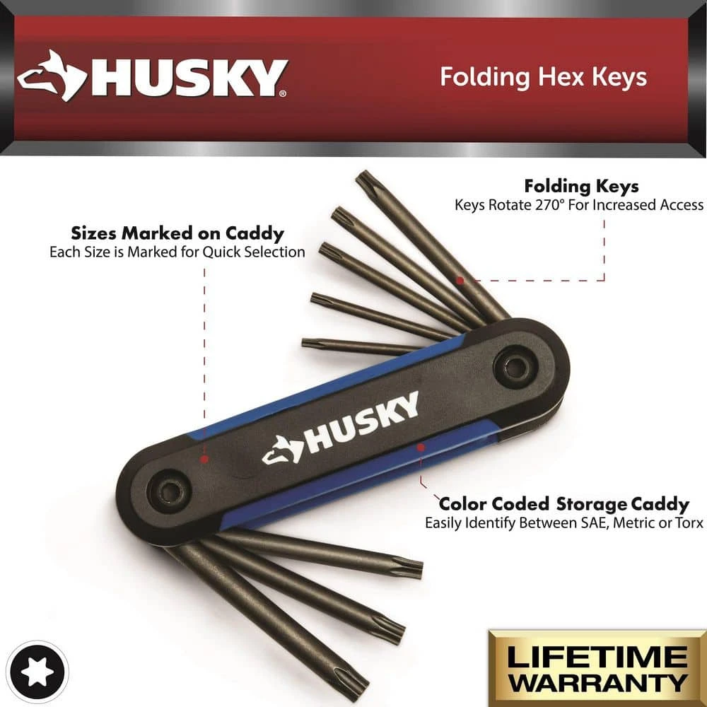 Husky Folding Hex Key Set (9-Piece SAE, 8-Piece MM, 8-Piece Torx) 4 Husky Folding Hex Key Set (9-Piece SAE, 8-Piece MM, 8-Piece Torx) - Image 4