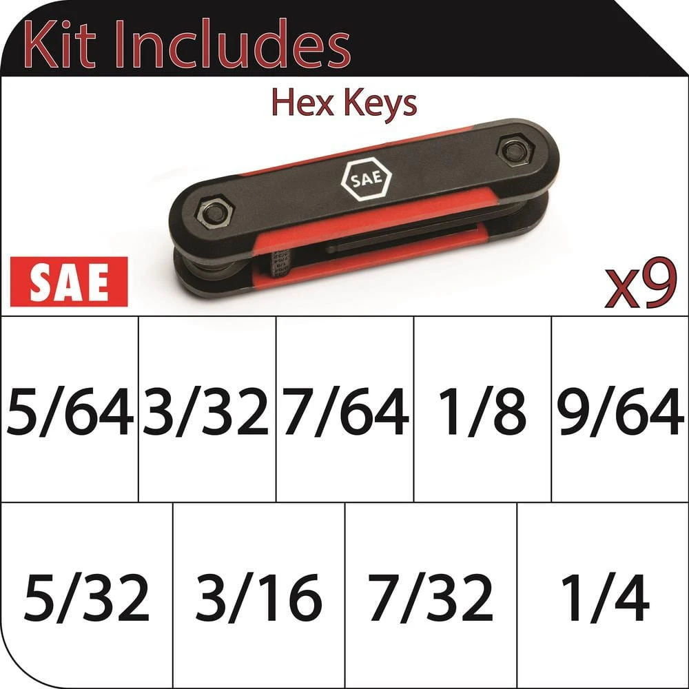 Husky Folding Hex Key Set, SAE (9-Piece) 2 Husky Folding Hex Key Set, SAE (9-Piece) - Image 2