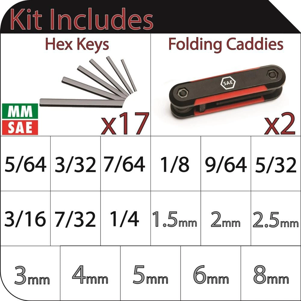Husky Folding Hex Key Set (9-Pieces SAE, 8-Pieces MM) 2 Husky Folding Hex Key Set (9-Pieces SAE, 8-Pieces MM) - Image 2
