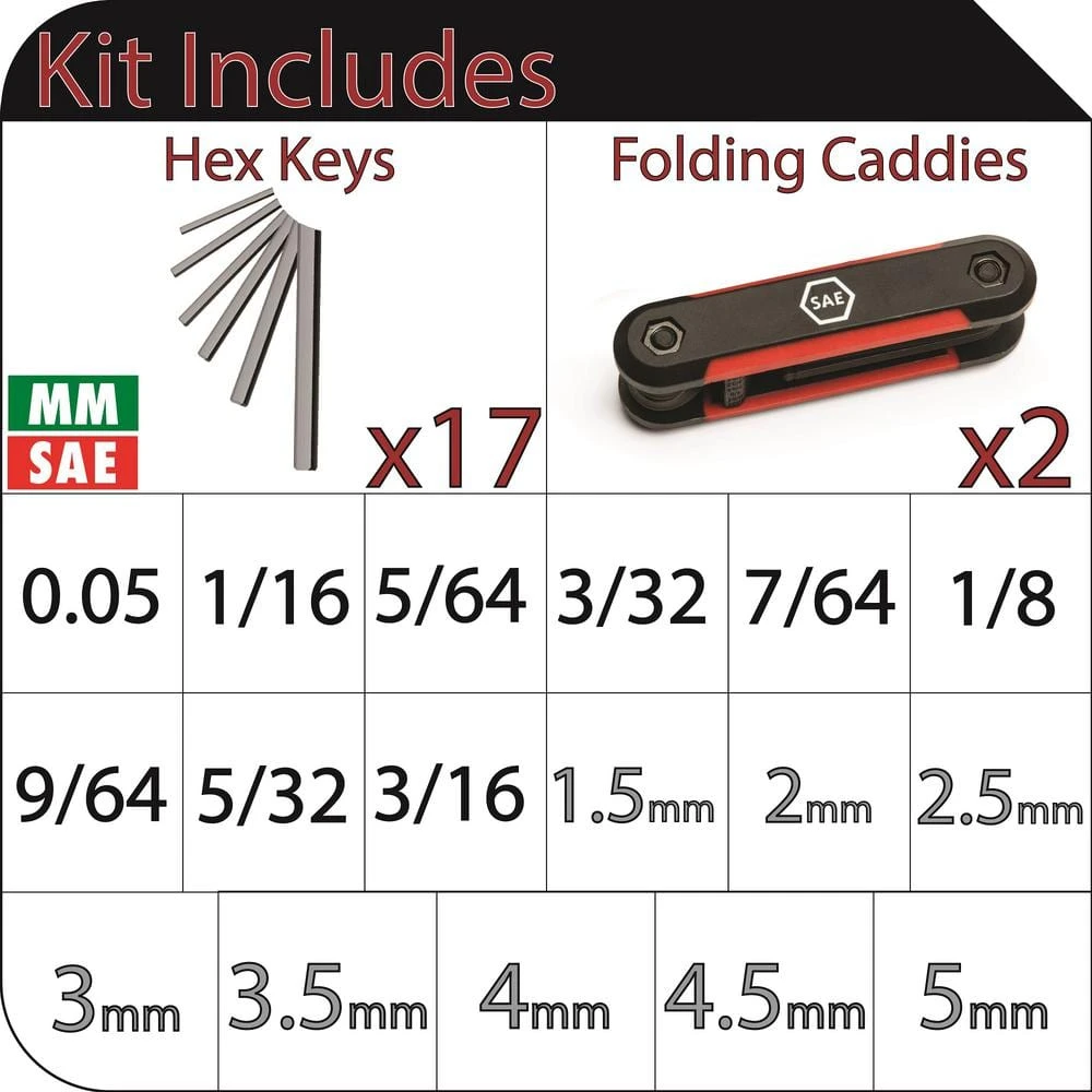 Husky Mini Folding Hex Key Set (9-Piece SAE, 8-Piece MM) 2 Husky Mini Folding Hex Key Set (9-Piece SAE, 8-Piece MM) - Image 2