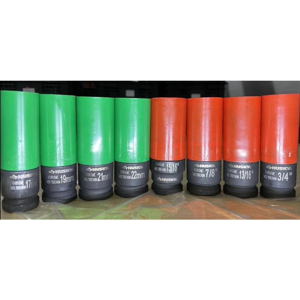 Husky 1/2 In. Drive Deep SAE And Metric Wheel Protector Lug Nut Impact Socket Set (8-Piece) 1 Husky 1/2 In. Drive Deep SAE And Metric Wheel Protector Lug Nut Impact Socket Set (8-Piece)