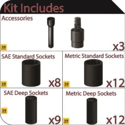 Husky 3/8 In. Drive SAE/Metric 6-Point Impact Socket Set (44-Piece) -Husky Shop husky impact socket sets h3d44pcimpsas e1 1000