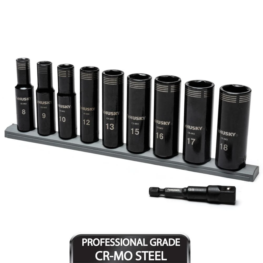 Husky 3/8 In. Drive Thin Wall Metric Deep Metric 6-Point Impact Socket Set (10-Piece) 1 Husky 3/8 In. Drive Thin Wall Metric Deep Metric 6-Point Impact Socket Set (10-Piece)