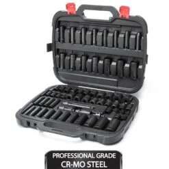 Husky 1/2 In. Drive SAE/Metric 6-Point Impact Socket Set (64-Piece)