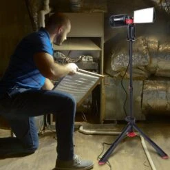 Husky 7000 Lumens Portable Corded LED Work Light With Tripod -Husky Shop husky jobsite lighting 7901304012 76 1000