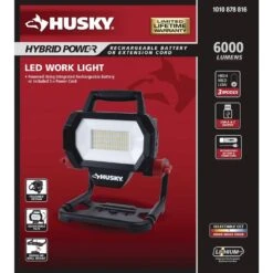 Husky 6,000 Lumen Hybrid LED Work Light With Rechargeable Battery -Husky Shop husky jobsite lighting 7903802012 d4 1000