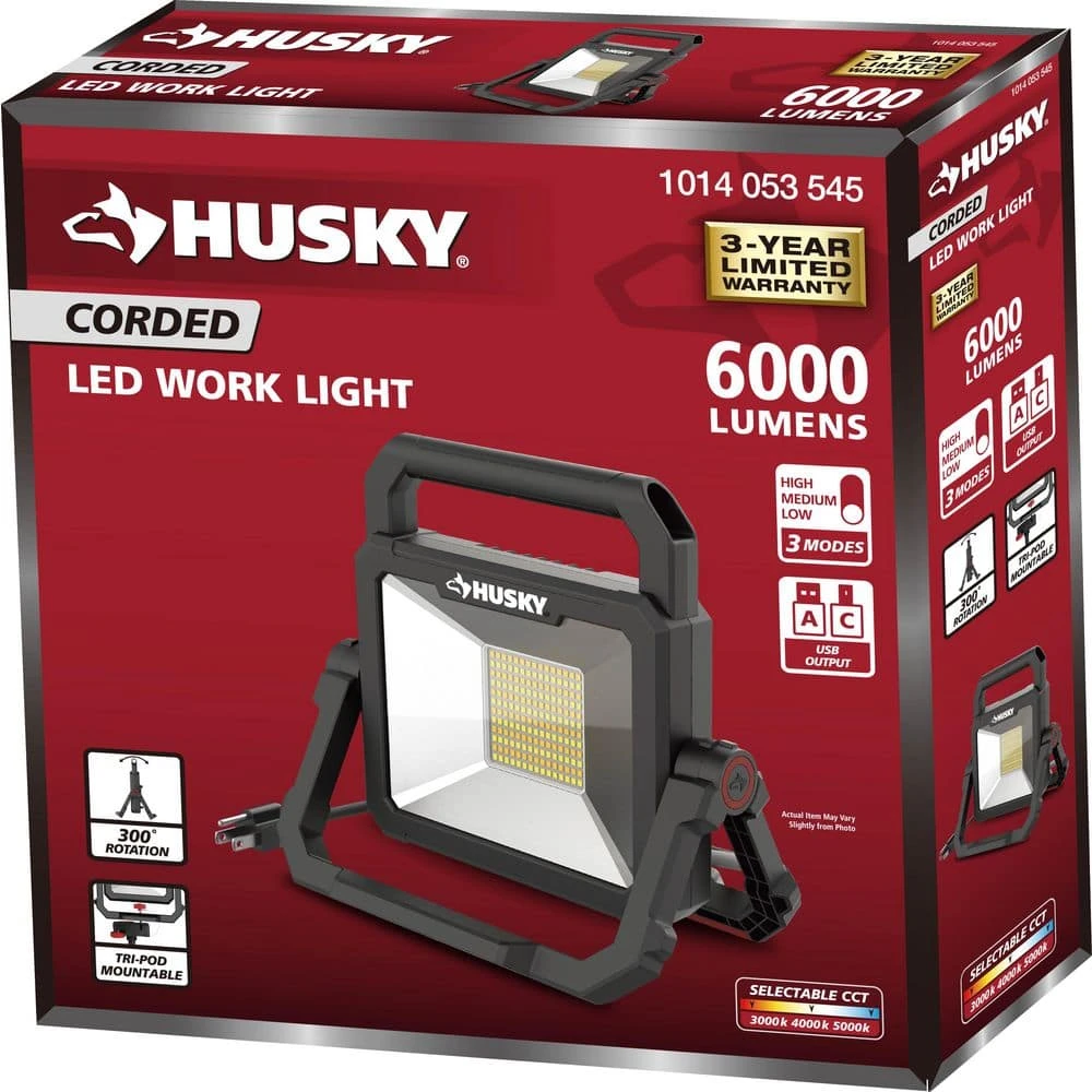 Husky 6000 Lumen LED Portable Corded Work Light 2 Husky 6000 Lumen LED Portable Corded Work Light - Image 2