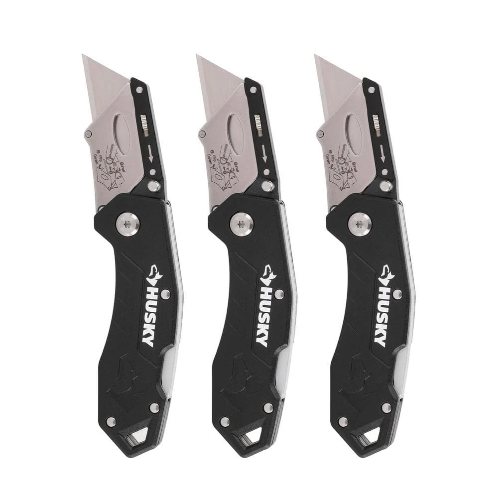 HUSKY 3-PACK FOLDING LOCK-BACK Utility Knife 1 HUSKY 3-PACK FOLDING LOCK-BACK Utility Knife
