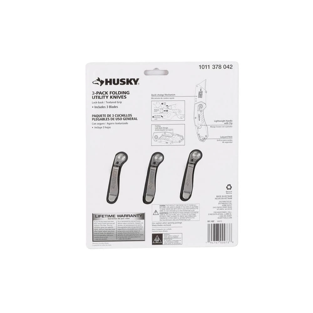 HUSKY 3-PACK FOLDING LOCK-BACK Utility Knife 13 HUSKY 3-PACK FOLDING LOCK-BACK Utility Knife - Image 13