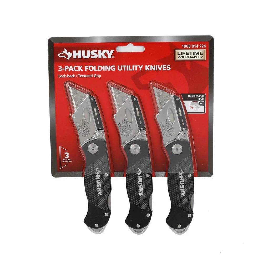 Husky Folding Lock-Back Utility Knife (3-Pack) 6 Husky Folding Lock-Back Utility Knife (3-Pack) - Image 6