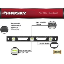 Husky Poly 24 In. I-Beam Level And 9 In. Torpedo Level (2-Pack) -Husky Shop husky levels 00077 a0 1000