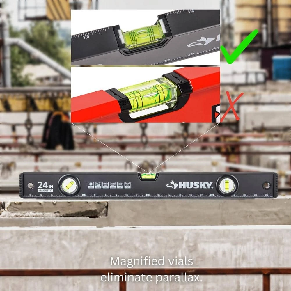 Husky 903 24 In. Heavy-Duty Magnetic Box Beam Level 5 Husky 903 24 In. Heavy-Duty Magnetic Box Beam Level - Image 5