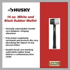 Husky 16 Oz. White And Black Rubber Mallet -Husky Shop husky mallets 90690 40 1000