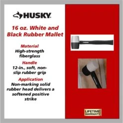 Husky 16 Oz. White And Black Rubber Mallet -Husky Shop husky mallets 90690 a0 1000