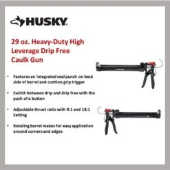 Husky 29 Oz. Heavy-Duty High Leverage Drip Free Caulk Gun -Husky Shop husky manual caulk guns 19pt0903 40 1000