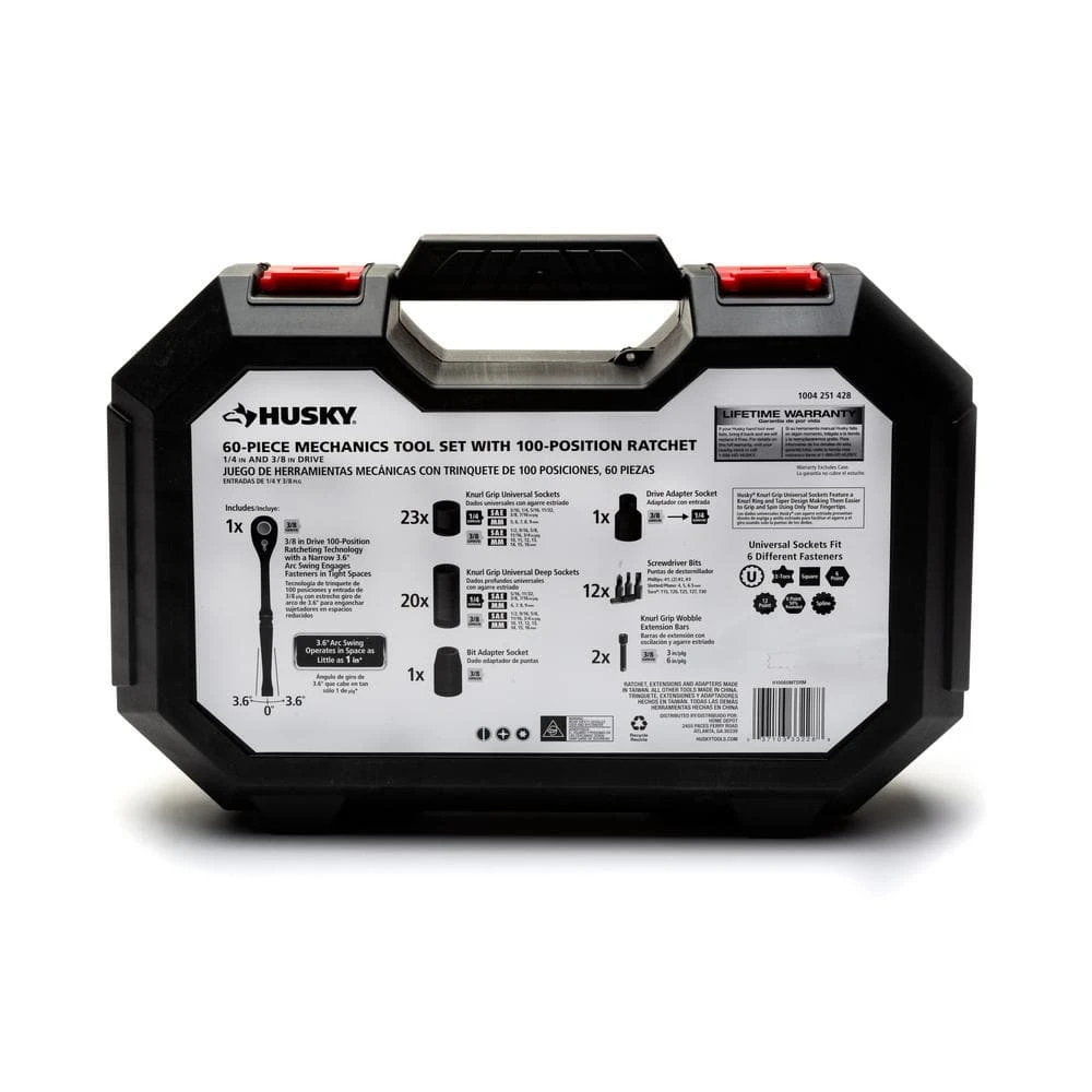 Husky 3/8 In. Drive 100-Position Universal SAE And Metric Mechanics Tool Set (60-Piece) 10 Husky 3/8 In. Drive 100-Position Universal SAE And Metric Mechanics Tool Set (60-Piece) - Image 10