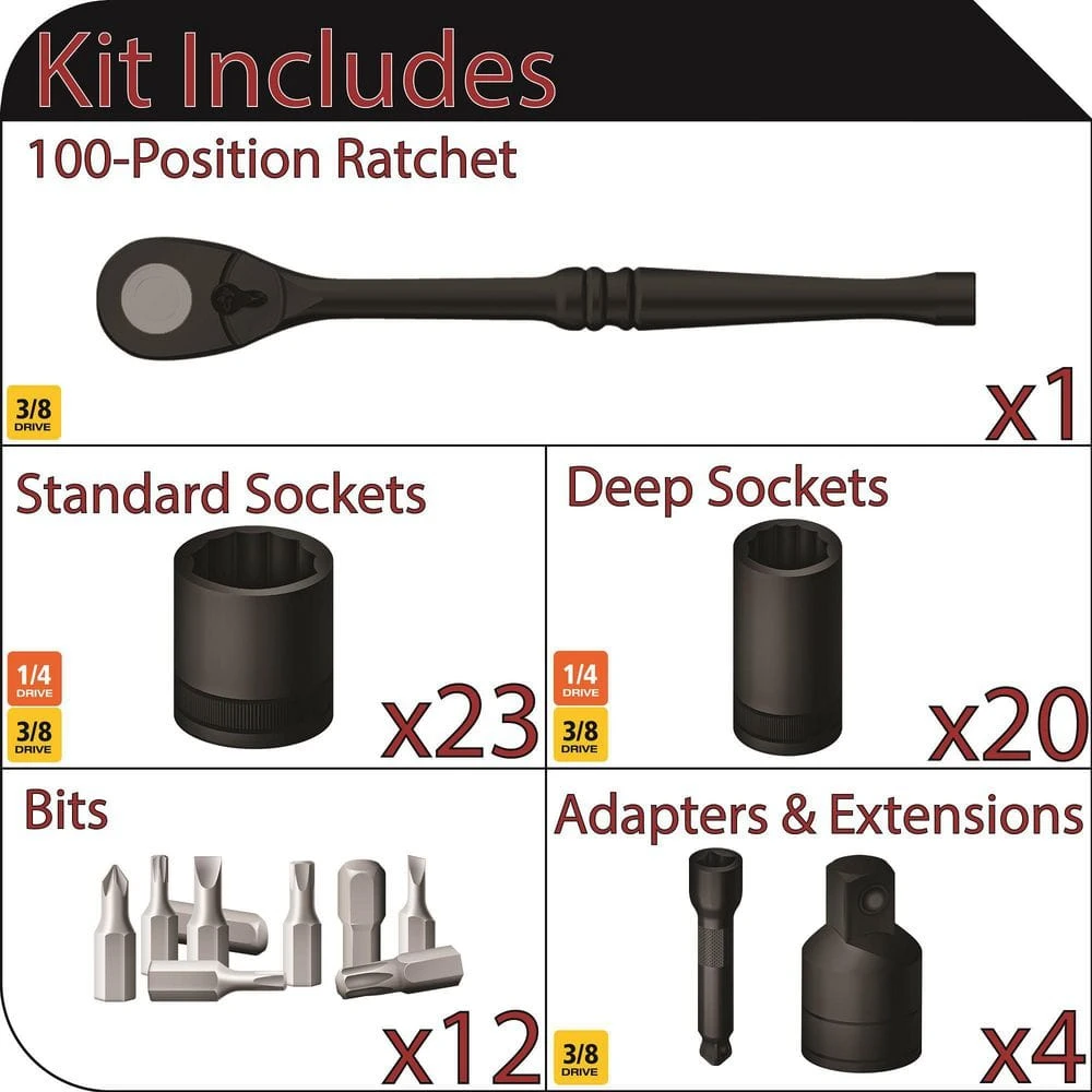 Husky 3/8 In. Drive 100-Position Universal SAE And Metric Mechanics Tool Set (60-Piece) 2 Husky 3/8 In. Drive 100-Position Universal SAE And Metric Mechanics Tool Set (60-Piece) - Image 2