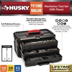 Husky 1/4 In., 3/8 In. And 1/2 In. Drive Mechanics Tool Set (300-Piece) 14 Husky 1/4 In., 3/8 In. And 1/2 In. Drive Mechanics Tool Set (300-Piece) -Husky Shop husky mechanics tool sets h300mts 40 1000