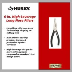 Husky 6 In. H Leverage Long Nose Pliers -Husky Shop husky needle nose 90947 40 1000