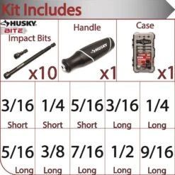 Husky BITE SAE Impact Ready Interchangeable Nut Driver Set With Cushion-Grip Handle (10-Piece) -Husky Shop husky nut driver sets hbnd10pcs 40 1000