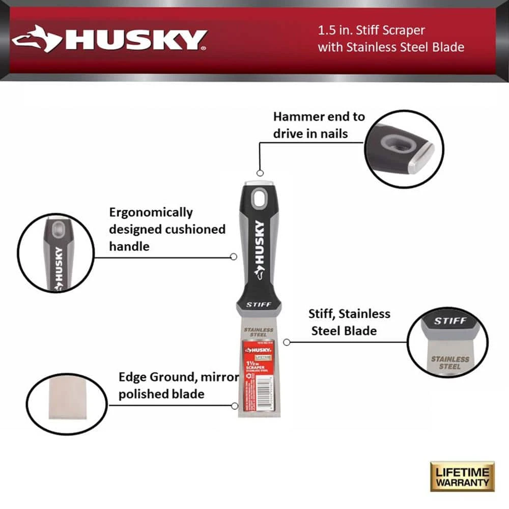 Husky 1.5 In. Scraper With Stainless Steel Blade 7 Husky 1.5 In. Scraper With Stainless Steel Blade - Image 7