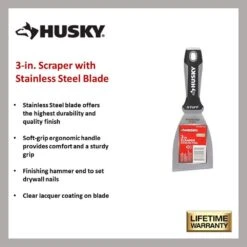 Husky 3 In. Scraper With Stainless Steel Blade -Husky Shop husky paint scrapers 90984 66 1000