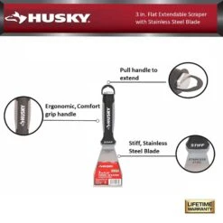 Husky 3 In. Flat Extendable Scraper With Stainless Steel Blade -Husky Shop husky paint scrapers 90985 77 1000