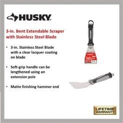 Husky 3 In. Bent Extendable Scraper With Stainless Steel Blade -Husky Shop husky paint scrapers 90986 77 1000