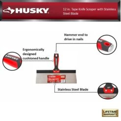 Husky 12 In. Tape Knife Scraper With Stainless Steel Blade -Husky Shop husky paint scrapers 90988 77 1000