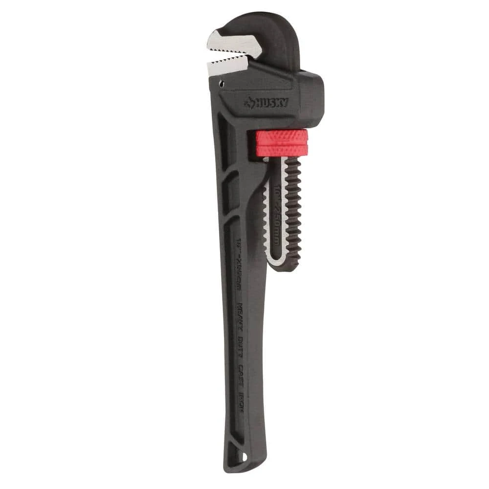 Husky 10 In. Heavy Duty Cast Iron Pipe Wrench With 1 In. Jaw Capacity 1 Husky 10 In. Heavy Duty Cast Iron Pipe Wrench With 1 In. Jaw Capacity