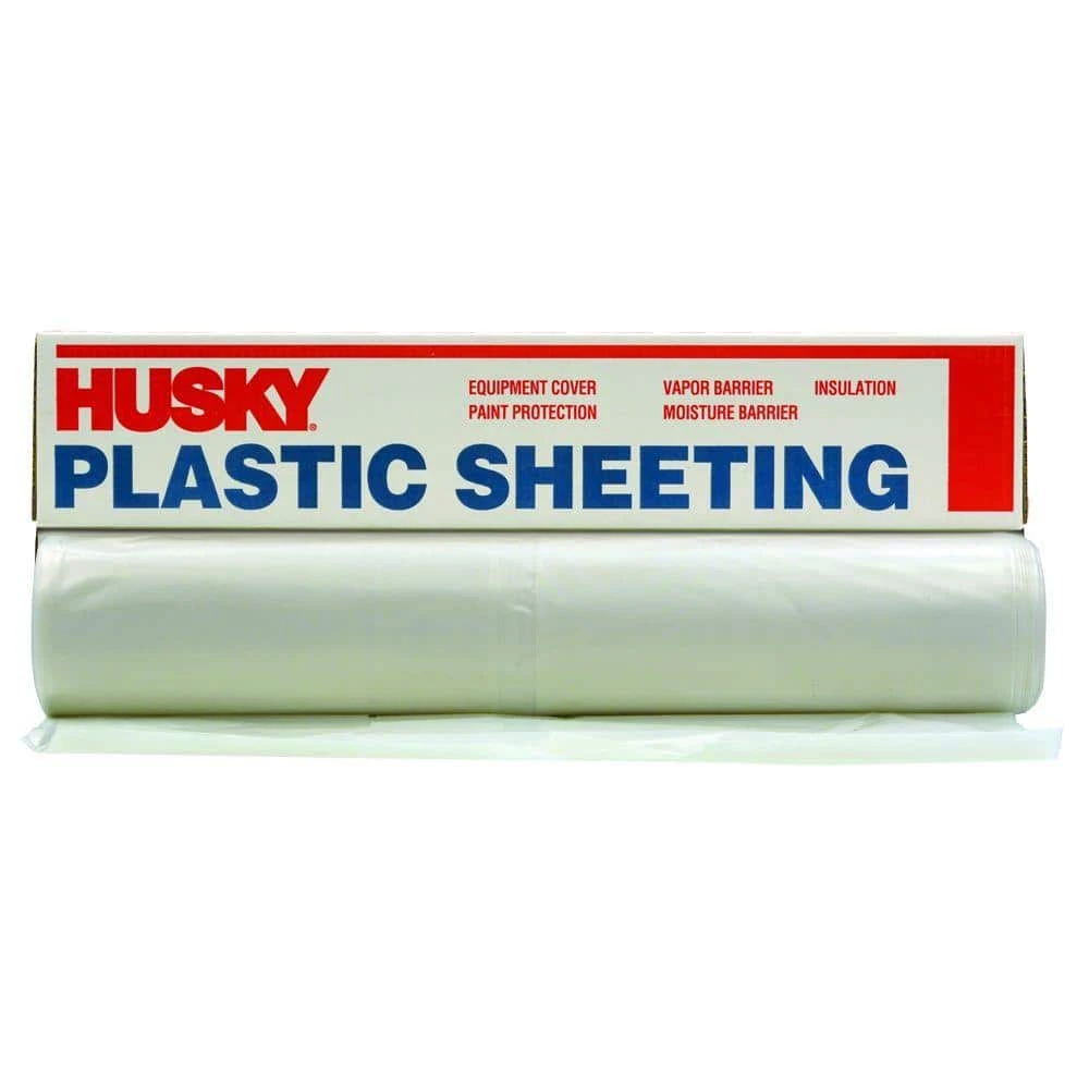 Husky 20 Ft. X 200 Ft. Clear 2 Mil Plastic Sheeting 1 Husky 20 Ft. X 200 Ft. Clear 2 Mil Plastic Sheeting
