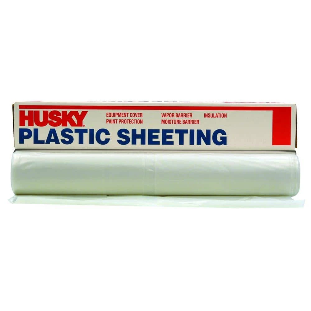 Husky 10 Ft. 4 In. X 100 Ft. Clear 4 Mil Plastic Sheeting 1 Husky 10 Ft. 4 In. X 100 Ft. Clear 4 Mil Plastic Sheeting