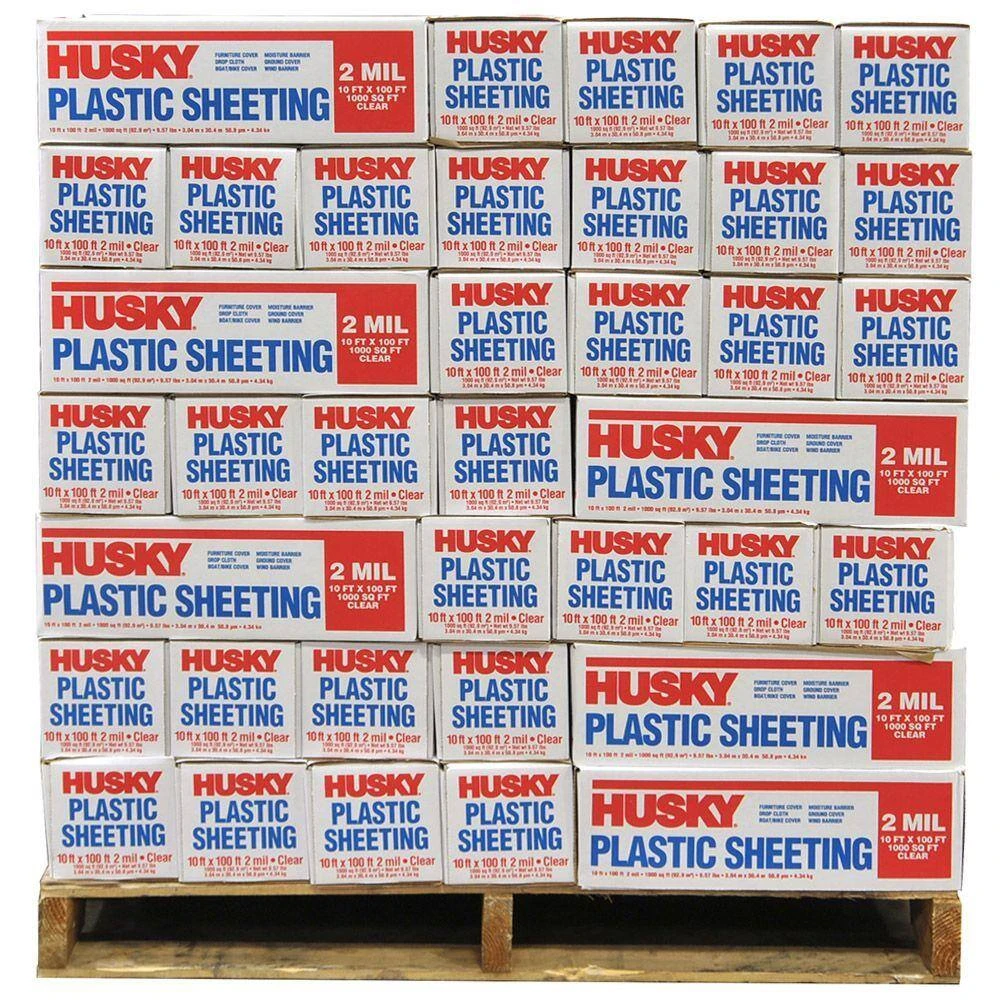 Husky 10 Ft. X 100 Ft. Clear 2 Mil Plastic Sheeting (Pallet Of 126 Rolls) 6 Husky 10 Ft. X 100 Ft. Clear 2 Mil Plastic Sheeting (Pallet Of 126 Rolls) - Image 6