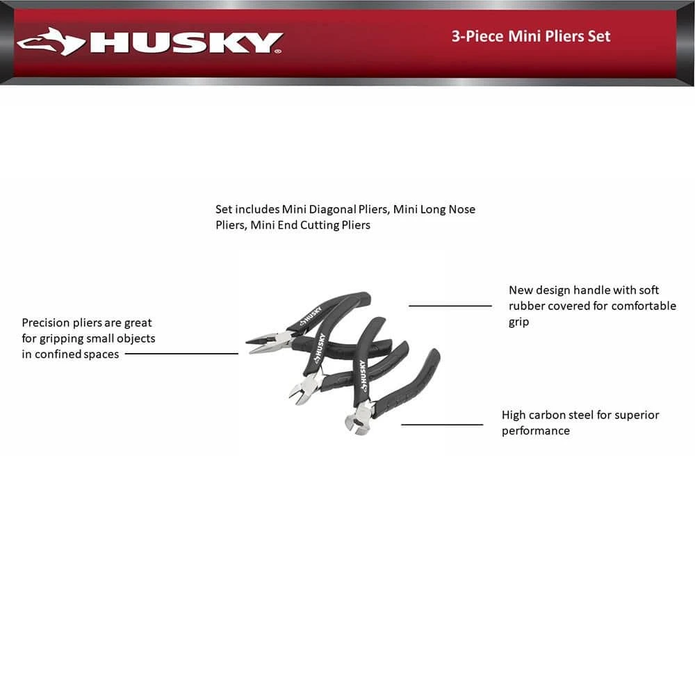 Husky Mini Pliers Set (3-Piece) 9 Husky Mini Pliers Set (3-Piece) - Image 9
