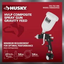 Husky Gravity Feed Composite HVLP Spray Gun -Husky Shop husky pneumatic paint sprayers h4850ghvsg 1f 1000