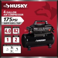 Husky 4 Gal. 175 PSI Electric Oil-Free High Performance Air Compressor With 25 Ft. Air Hose And 2-in-1 Brad Nailer/Stapler -Husky Shop husky portable air compressors 0200442a a0 1000