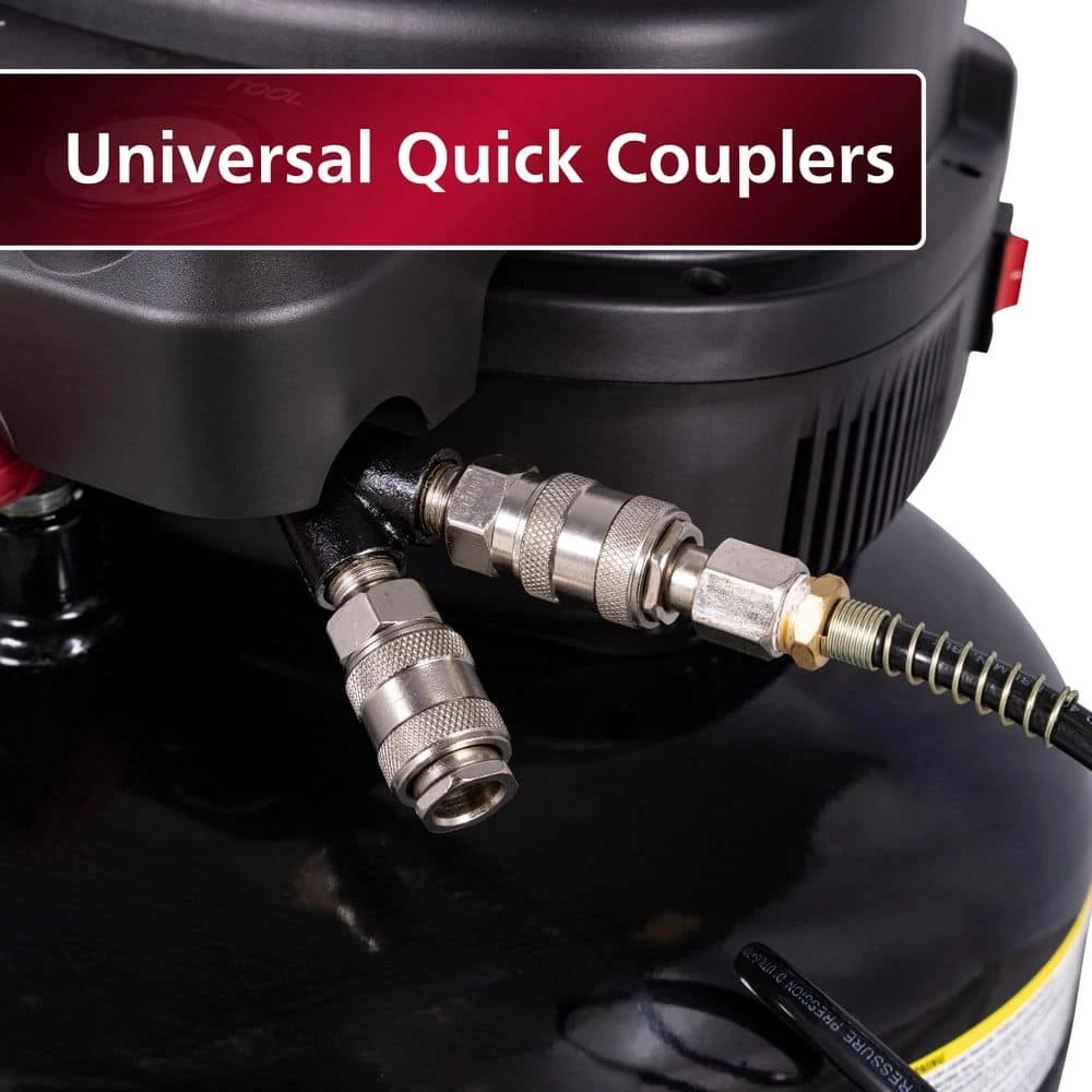 Husky 6 Gal. 175 PSI Electric Oil-Free High Performance Jobsite Pancake Air Compressor With Dual Gauges And 2-Quick Couplers 5 Husky 6 Gal. 175 PSI Electric Oil-Free High Performance Jobsite Pancake Air Compressor With Dual Gauges And 2-Quick Couplers - Image 5