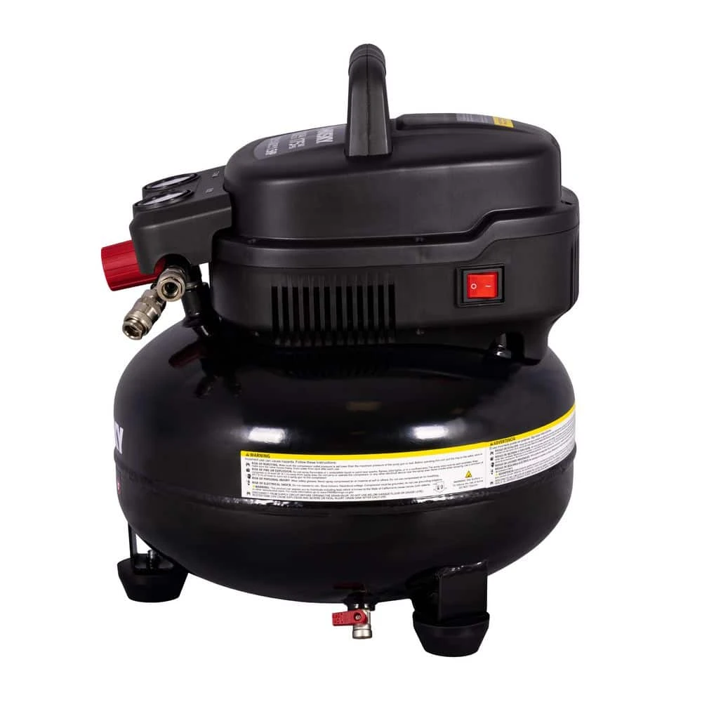 Husky 6 Gal. 175 PSI Electric Oil-Free High Performance Jobsite Pancake Air Compressor With Dual Gauges And 2-Quick Couplers 2 Husky 6 Gal. 175 PSI Electric Oil-Free High Performance Jobsite Pancake Air Compressor With Dual Gauges And 2-Quick Couplers - Image 2