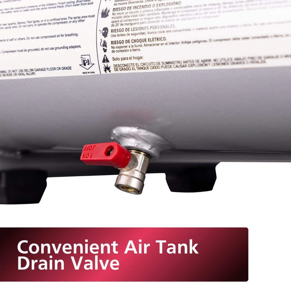 Husky 1 Gal. 135 PSI Portable Electric Oil-Free Quiet Jobsite Air Compressor With Dual Pressure Gauges And 1-Quick Coupler 10 Husky 1 Gal. 135 PSI Portable Electric Oil-Free Quiet Jobsite Air Compressor With Dual Pressure Gauges And 1-Quick Coupler - Image 10