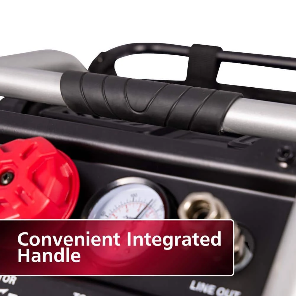 Husky 1 Gal. 135 PSI Portable Electric Oil-Free Quiet Jobsite Air Compressor With Dual Pressure Gauges And 1-Quick Coupler 8 Husky 1 Gal. 135 PSI Portable Electric Oil-Free Quiet Jobsite Air Compressor With Dual Pressure Gauges And 1-Quick Coupler - Image 8