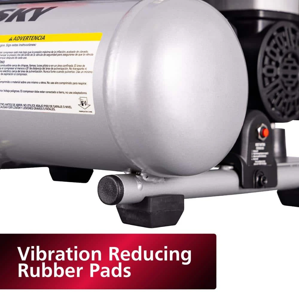 Husky 1 Gal. 135 PSI Portable Electric Oil-Free Quiet Jobsite Air Compressor With Dual Pressure Gauges And 1-Quick Coupler 11 Husky 1 Gal. 135 PSI Portable Electric Oil-Free Quiet Jobsite Air Compressor With Dual Pressure Gauges And 1-Quick Coupler - Image 11