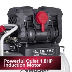 Husky 10 Gal. 175 PSI Electric Oil-Free Quiet Auto/Workshop Hotdog Air Compressor With Dual Gauges And 1-Quick Coupler -Husky Shop husky portable air compressors 3301042 44 1000